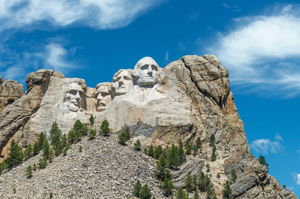Close up landscape of the Mount Rushmore National Monument in the Black Hills region, South Dakota.